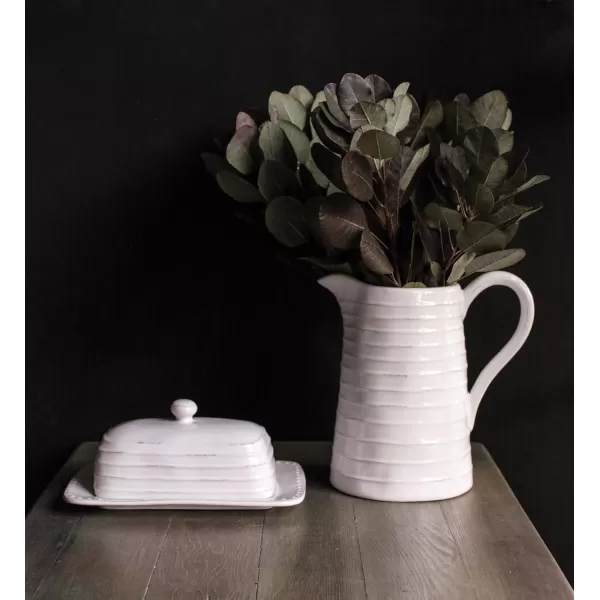 Creative CoOp White Ceramic Pitcher