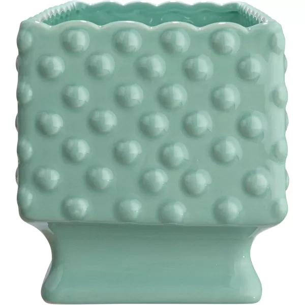 Creative CoOp White Hobnail Rectangle Ceramic PlanterAqua