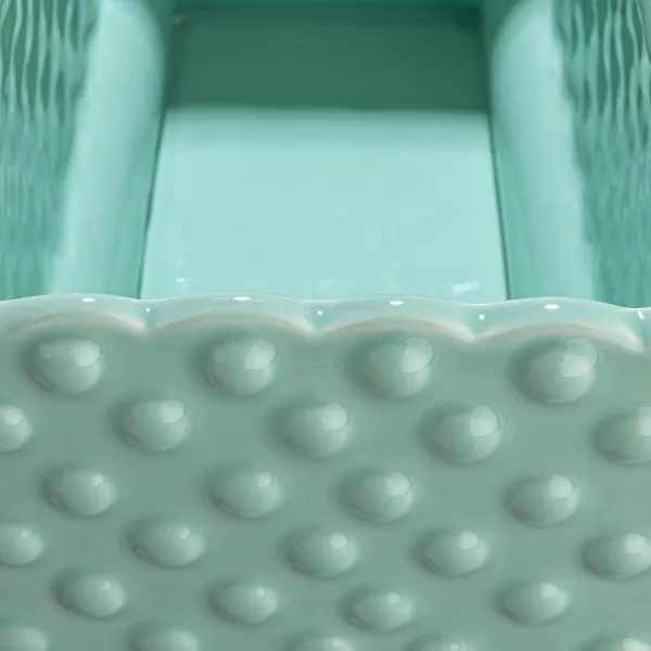 Creative CoOp White Hobnail Rectangle Ceramic PlanterAqua