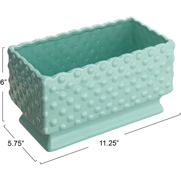 Creative CoOp White Hobnail Rectangle Ceramic PlanterAqua