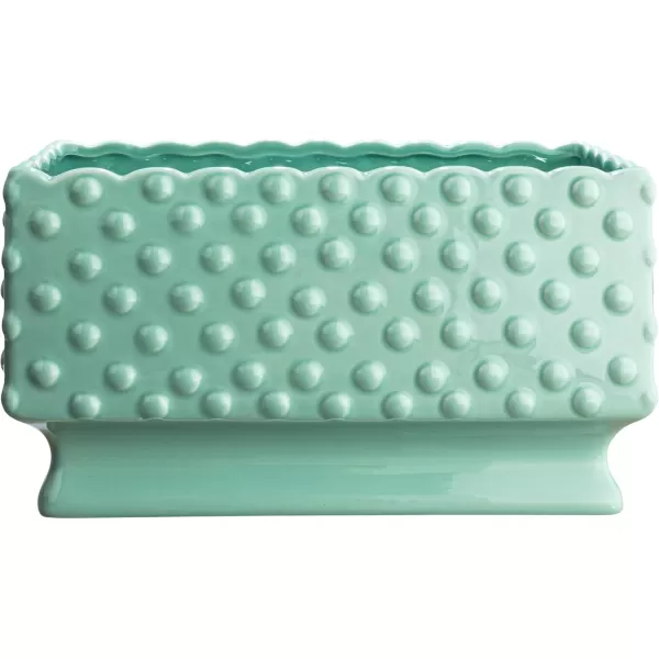Creative CoOp White Hobnail Rectangle Ceramic PlanterAqua