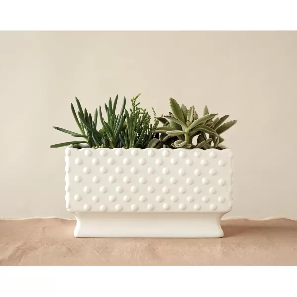 Creative CoOp White Hobnail Rectangle Ceramic PlanterWhite
