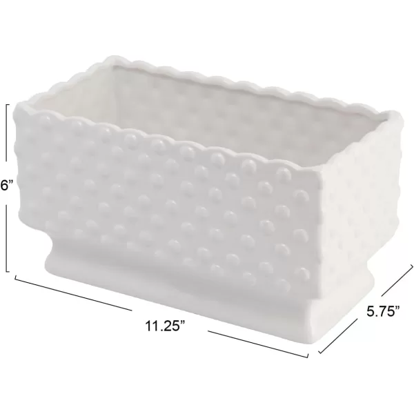 Creative CoOp White Hobnail Rectangle Ceramic PlanterWhite