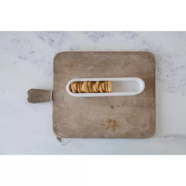 Creative CoOp White Marble Cracker Dish Large