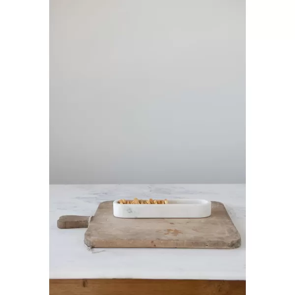 Creative CoOp White Marble Cracker Dish Large