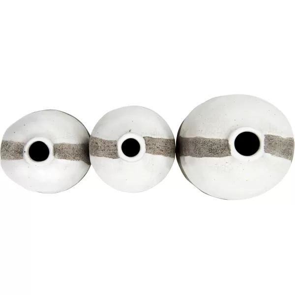 Creative CoOp White ampamp Grey Terracotta Vases with Vertical Stripe
