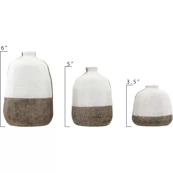 Creative CoOp White ampamp Grey Terracotta Vases with Vertical Stripe