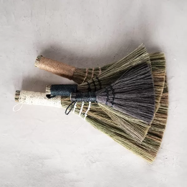Creative CoOp Yarn Wrapped Handles Multi Color Neutrals Set of 4 Whisk Broom 4