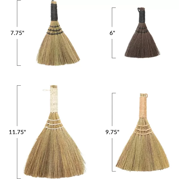 Creative CoOp Yarn Wrapped Handles Multi Color Neutrals Set of 4 Whisk Broom 4