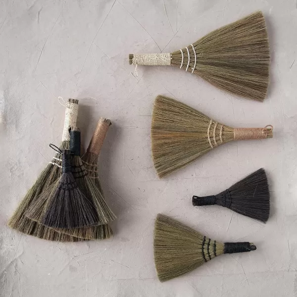 Creative CoOp Yarn Wrapped Handles Multi Color Neutrals Set of 4 Whisk Broom 4