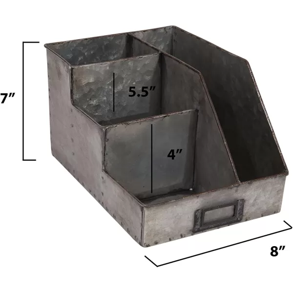 Creative Coop DA6881 Metal Desk Organizer with 4 Compartments in Galvanized Finish
