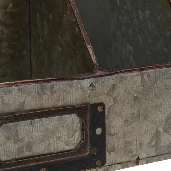 Creative Coop DA6881 Metal Desk Organizer with 4 Compartments in Galvanized Finish