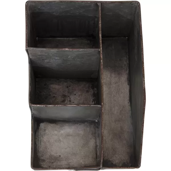 Creative Coop DA6881 Metal Desk Organizer with 4 Compartments in Galvanized Finish
