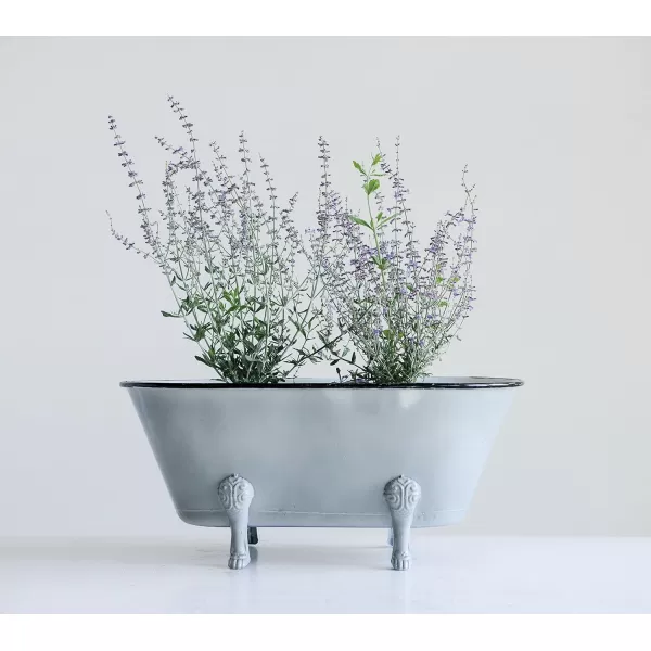 Decorative Grey Metal Bathtub Container with Feet