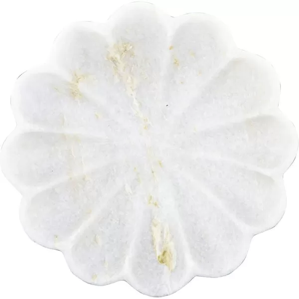 Creative CoOp DF2368 Carved Marble Flower Shape Dish White