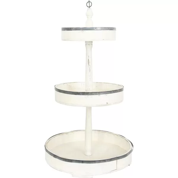 Creative CoOp Decorative Wood ampamp Tin 3 Tier TrayDistressed Cream