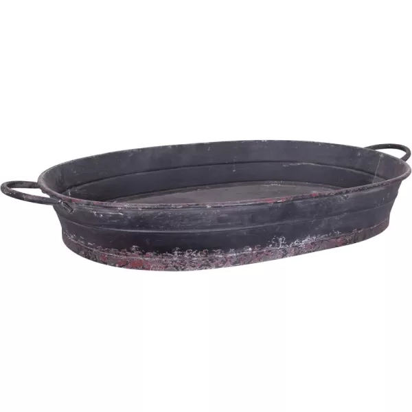 Creative CoOp Distressed Black Tray with HandlesBlack
