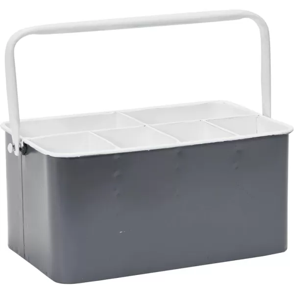 Creative CoOp Distressed White Metal Caddy with 6 CompartmentsGrey