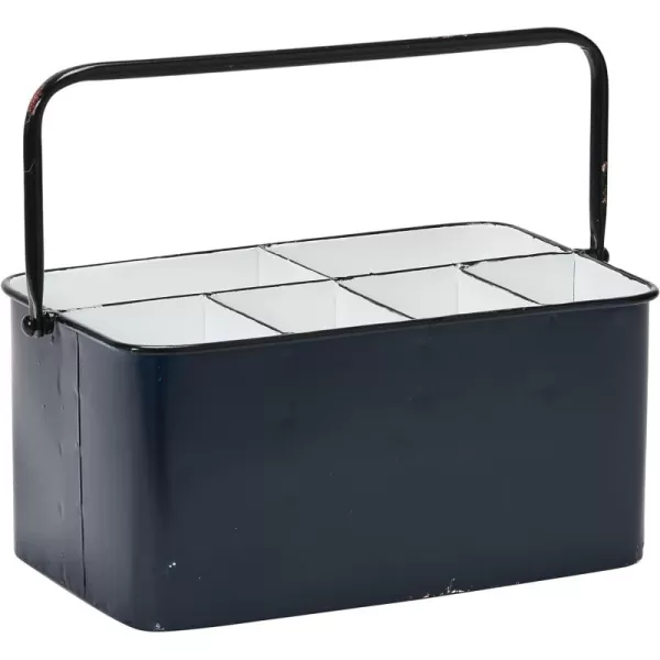 Creative CoOp Distressed White Metal Caddy with 6 CompartmentsNavy