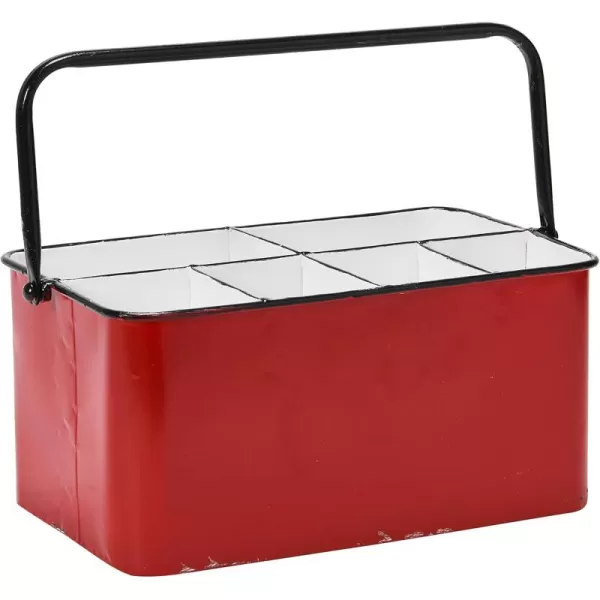Creative CoOp Distressed White Metal Caddy with 6 CompartmentsRed