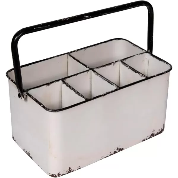 Creative CoOp Distressed White Metal Caddy with 6 CompartmentsWhite