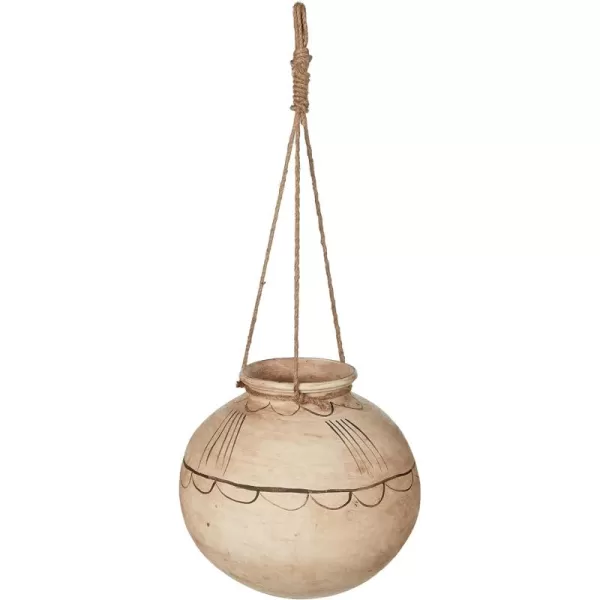Creative CoOp Large Hanging Clay Pot with Jute Hanger Each one Will Vary15 Inch Round