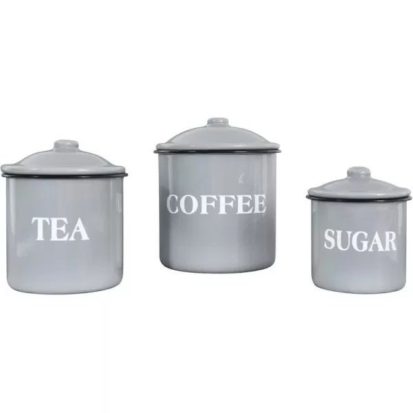 Creative CoOp Metal Containers with Lids Coffee Tea Sugar Set of 3 SizesDesignsGray