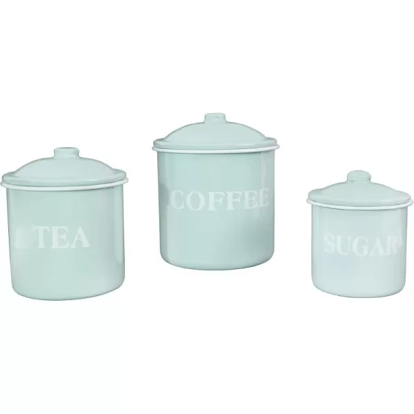 Creative CoOp Metal Containers with Lids Coffee Tea Sugar Set of 3 SizesDesignsMint Green