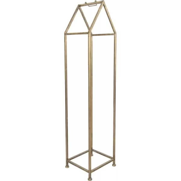 Creative CoOp Metal HouseShaped Fire Wood Holder with Handle Gold FinishGold