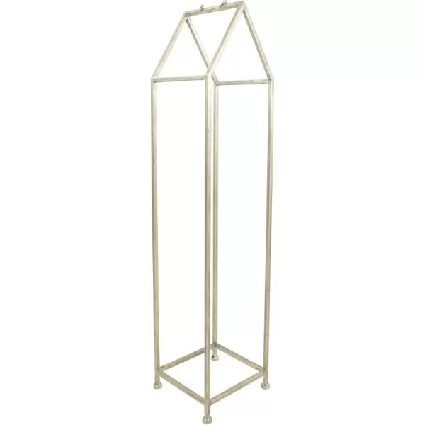 Creative CoOp Metal HouseShaped Fire Wood Holder with Handle Gold FinishNickel