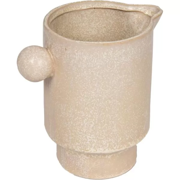Creative CoOp Modern Small Stoneware Pitcher or Vase Putty Brown  24 ozBeige