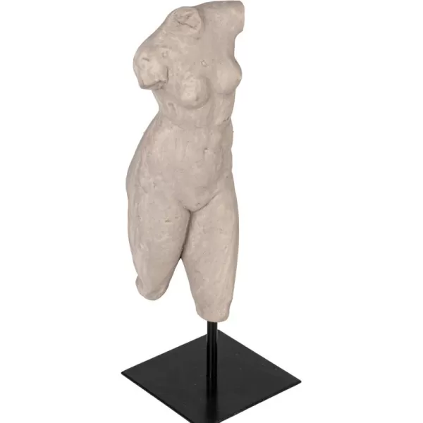 Creative CoOp Plaster Finish Resin Female Body Figure on Metal StandGrey Finish