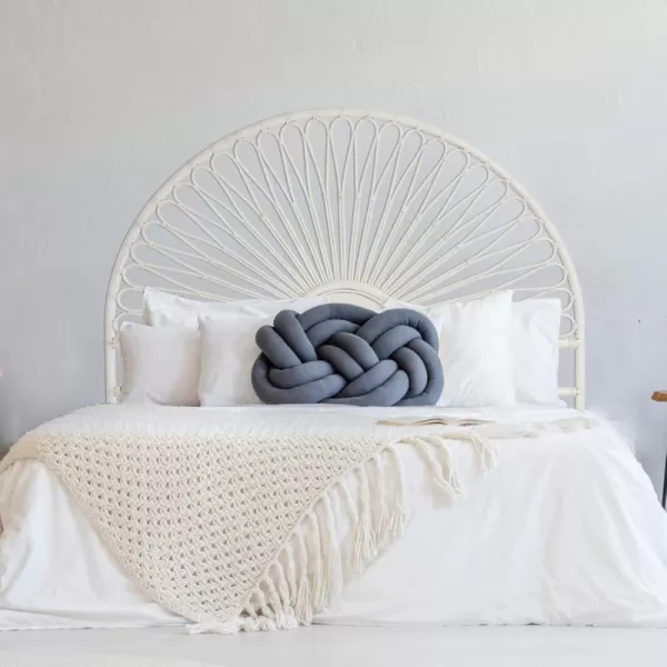 Creative CoOp Rattan Sunrise Design KingSize HeadboardWhite