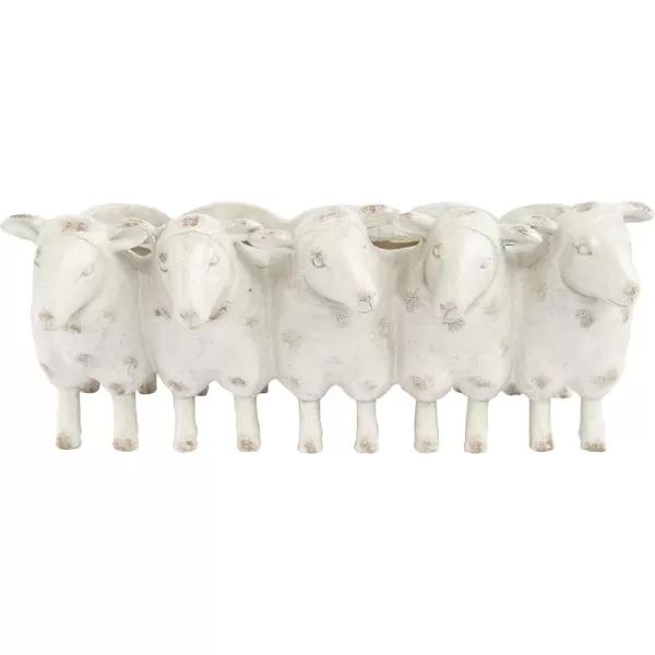 Creative CoOp Resin Sheep Planter with Distressed Iron FinishCream Sheep