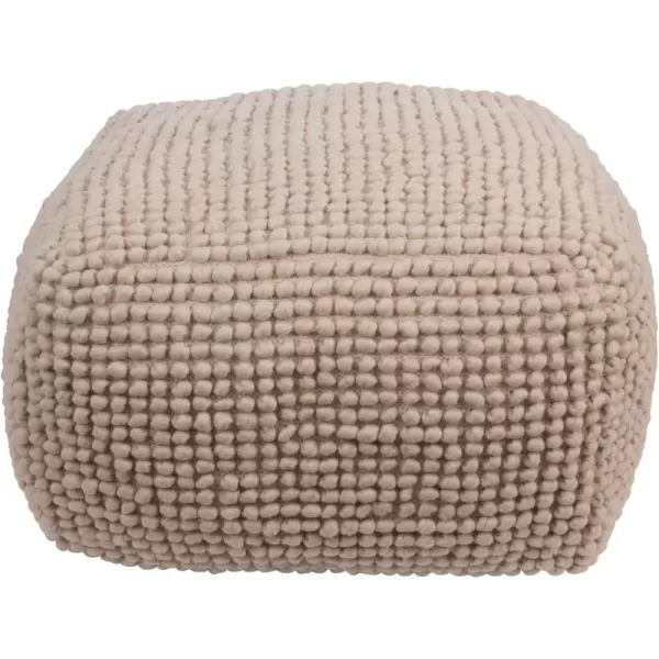 Creative CoOp Square Wool Beige PoufNatural