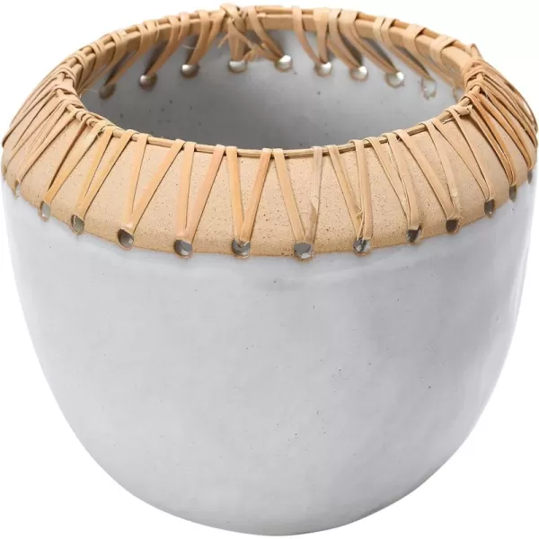 Creative CoOp Stoneware Flower Planter Pot Cream ampamp Natural