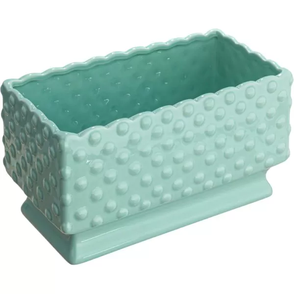 Creative CoOp White Hobnail Rectangle Ceramic PlanterAqua