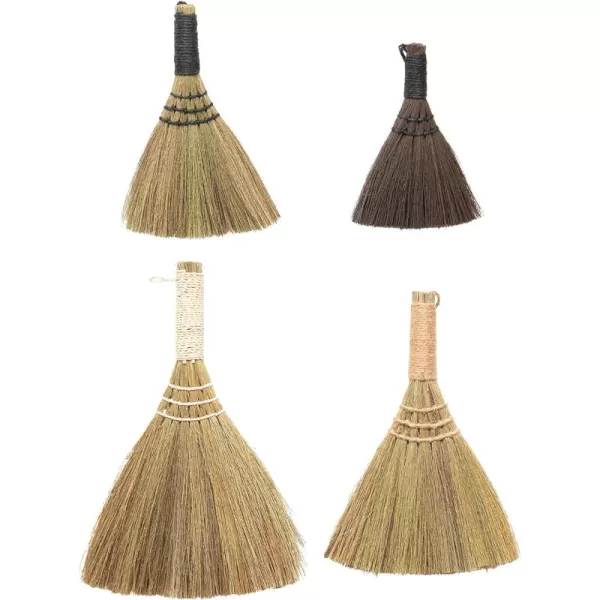Creative CoOp Yarn Wrapped Handles Multi Color Neutrals Set of 4 Whisk Broom 4