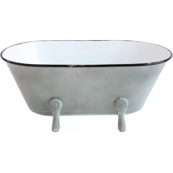 Decorative Grey Metal Bathtub Container with Feet