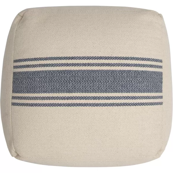 Cream Pouf with Blue Stripes