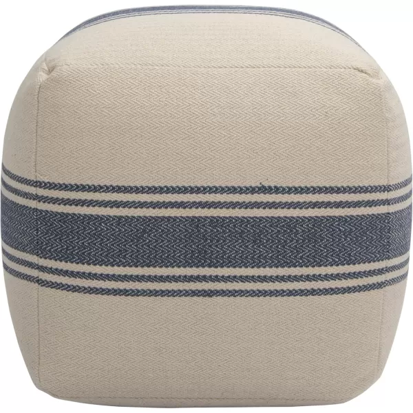 Cream Pouf with Blue Stripes