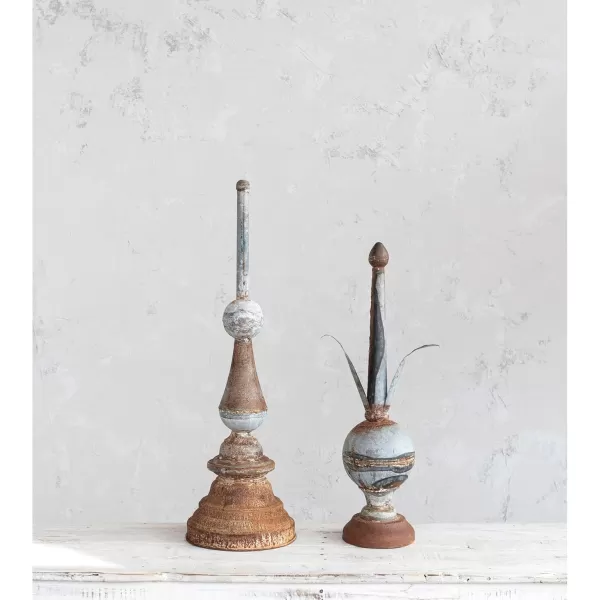Creative CoOp 25 Inches Metal Finial Spindle Dcor Distressed Zinc Finish Accent Decor