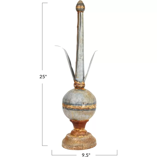 Creative CoOp 25 Inches Metal Finial Spindle Dcor Distressed Zinc Finish Accent Decor