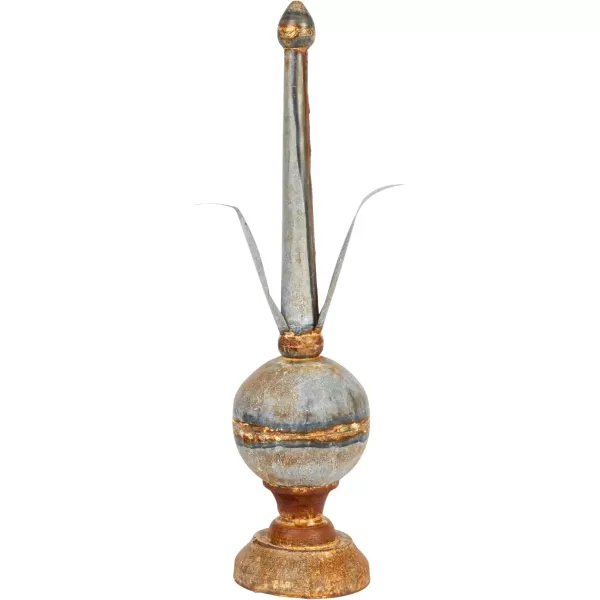 Creative CoOp 25 Inches Metal Finial Spindle Dcor Distressed Zinc Finish Accent Decor