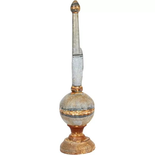 Creative CoOp 25 Inches Metal Finial Spindle Dcor Distressed Zinc Finish Accent Decor