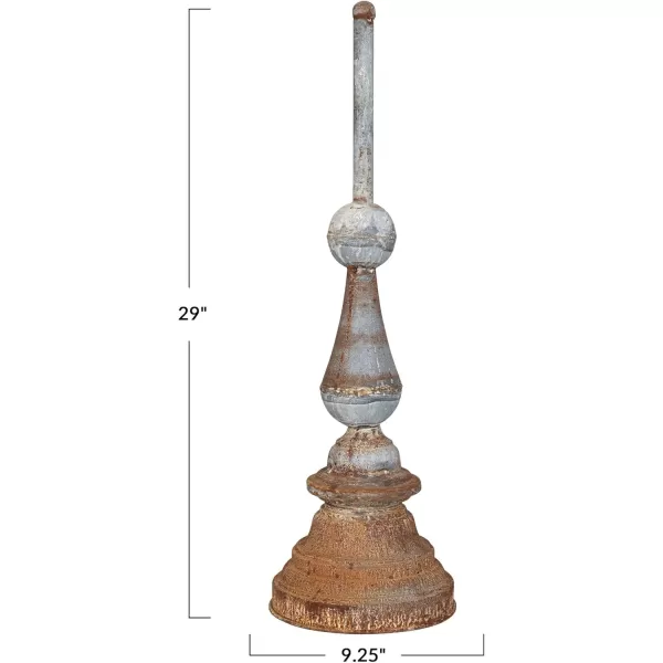 Creative CoOp 29 Inches Metal Finial Spindle Dcor Distressed Zinc Finish Accent Decor