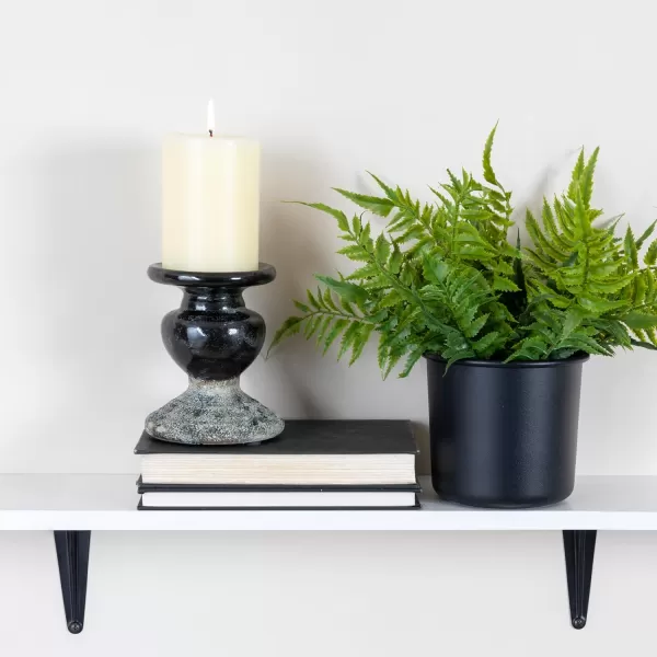 Creative CoOp 2Tone Sculptural Terracotta Pillar Candle Holder Distressed GreenBlack