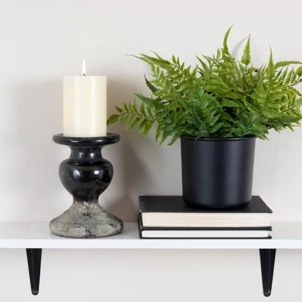 Creative CoOp 2Tone Sculptural Terracotta Pillar Candle Holder Distressed GreenBlack