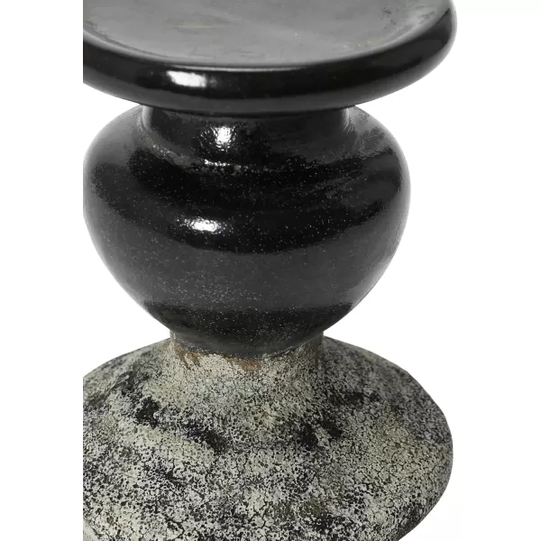 Creative CoOp 2Tone Sculptural Terracotta Pillar Candle Holder Distressed GreenBlack