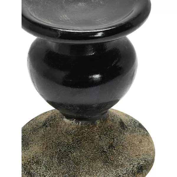 Creative CoOp 2Tone Sculptural Terracotta Pillar Candle Holder Distressed GreenBlack